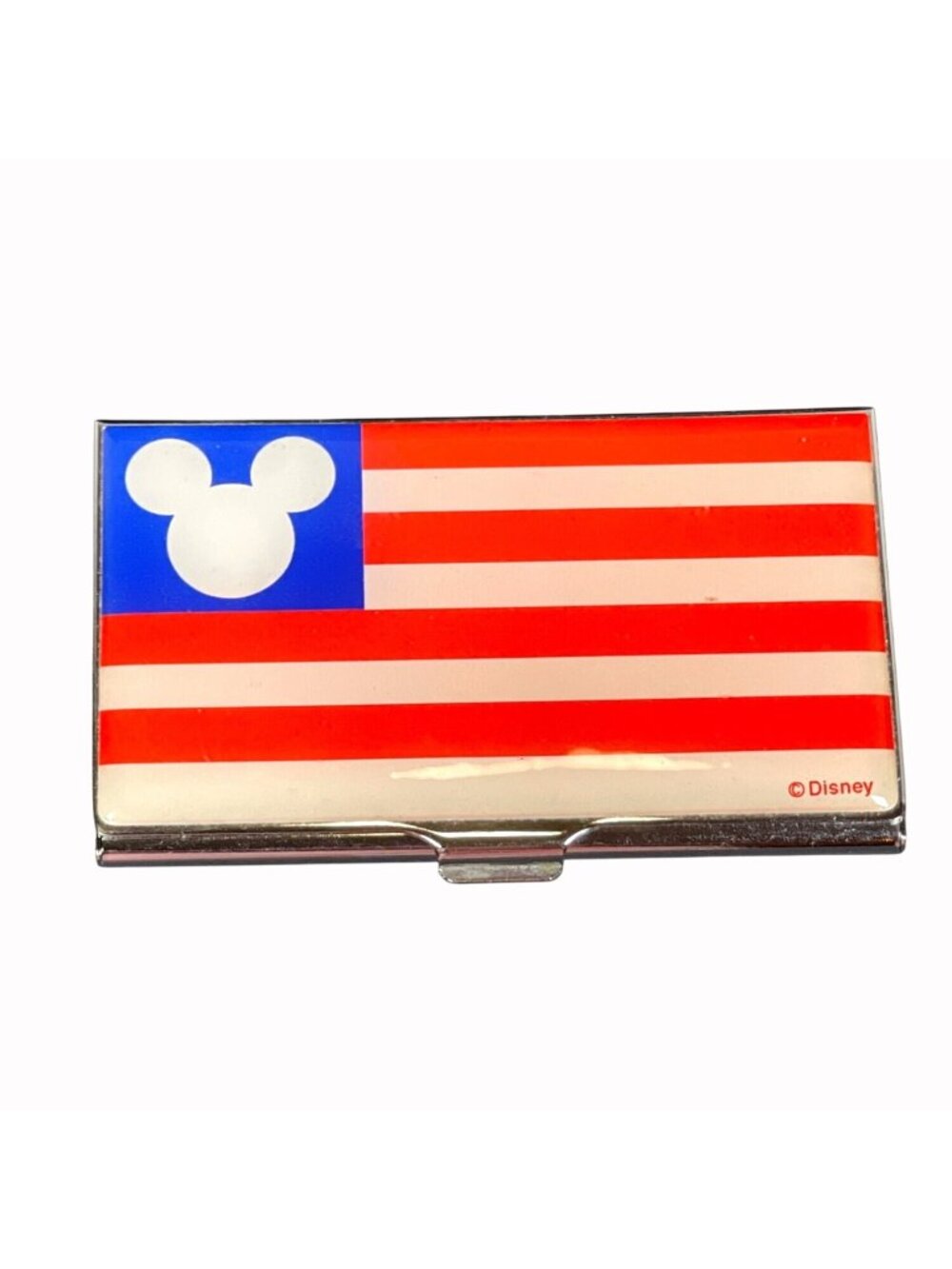 Vintage Disney Mickey Mouse Patriotic American Flag Business Credit Card Case